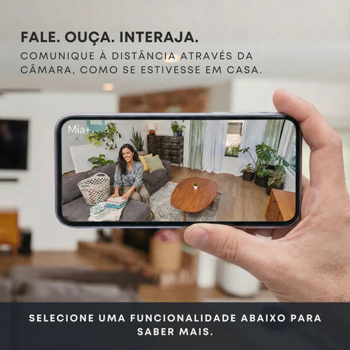 Áudio bidirecional da câmara Mia+ — comunicação à distância através do telemóvel